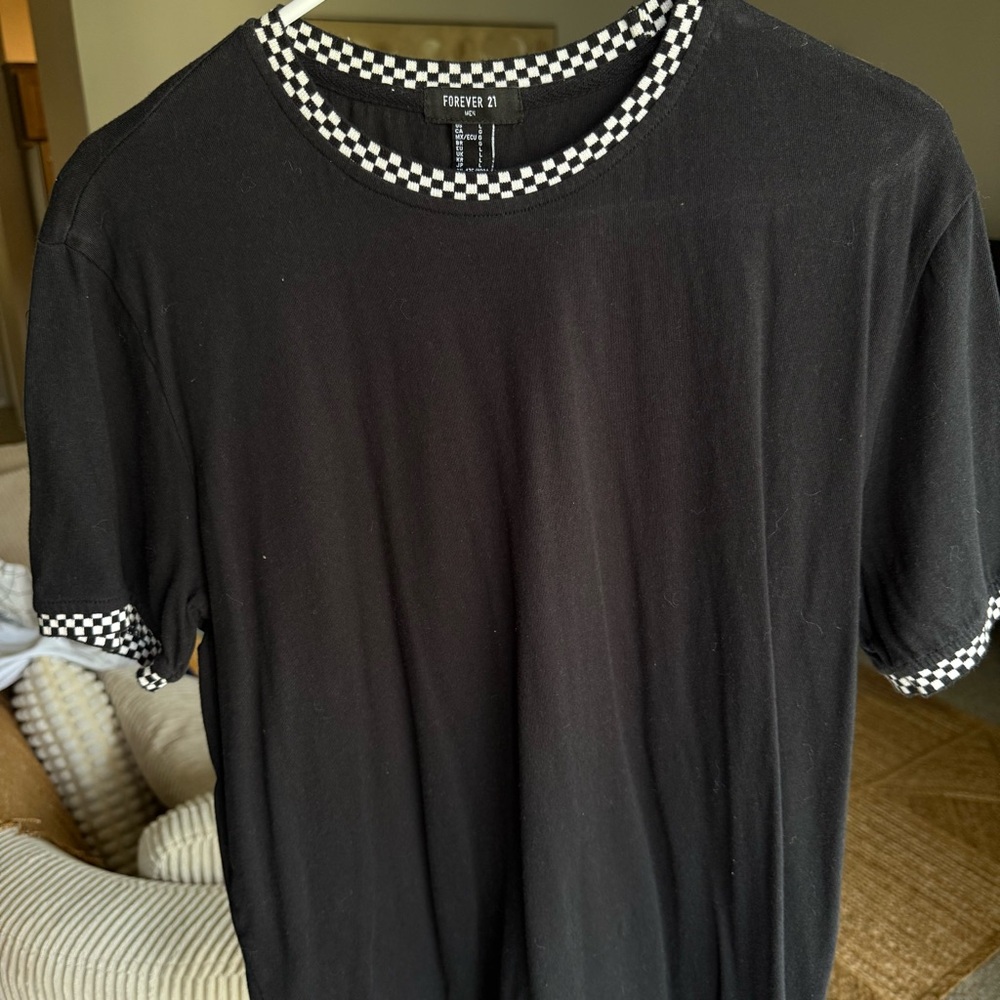 Men’s T-Shirt Checkedboard Lined Casual Tee Forever 21 Men